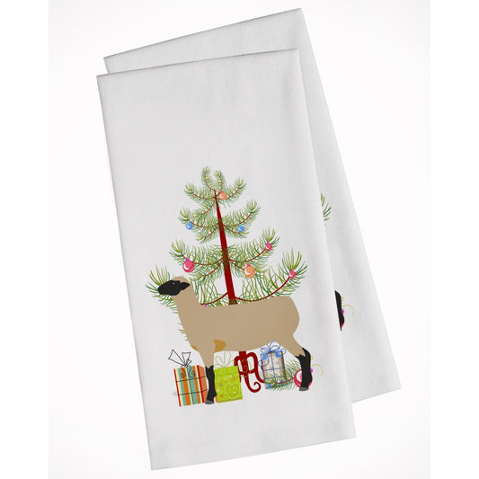 Carolines Treasures BB9343WTKT Hampshire Down Sheep Christmas White Kitchen Towel Set of 2 Dish Towels Teal 19 X 25"
