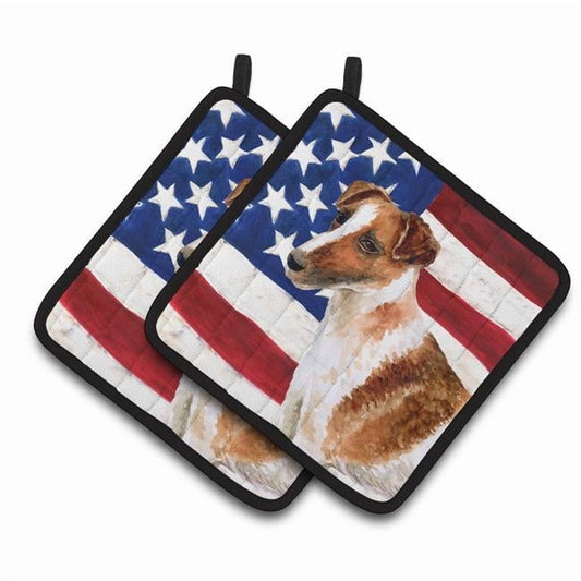 Smooth Fox Terrier Patriotic Pair of Pot Holders