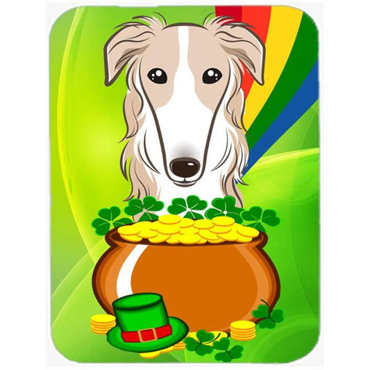 Carolines Treasures Borzoi St. Patricks Day Glass Cutting Board Large 12H x 16W multicolor
