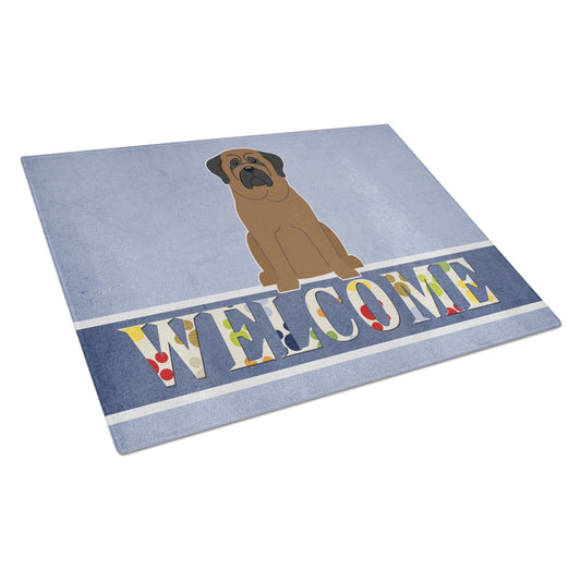 Carolines Treasures Bullmastiff Welcome Glass Cutting Board Large 12H x 16W multicolor