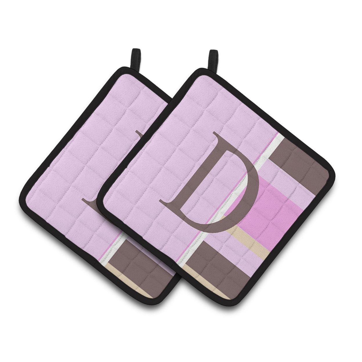 Carolines Treasures CJ1005-DPTHD Letter D Initial Monogram - Pink Stripes Pair of Pot Holders, 7.5HX7.5W, multicolor