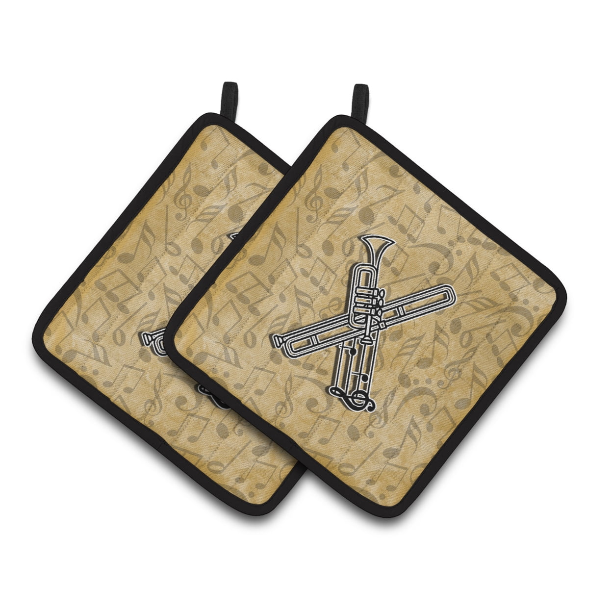 Letter X Musical Instrument Alphabet Pair of Pot Holders