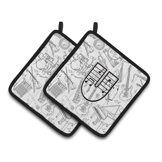 Carolines Treasures CJ2007-UPTHD Letter U Musical Note Letters Pair of Pot Holders, 7.5HX7.5W, multicolor