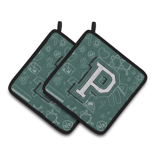 Carolines Treasures CJ2010-PPTHD Letter P Back to School Initial Pair of Pot Holders, 7.5HX7.5W, multicolor