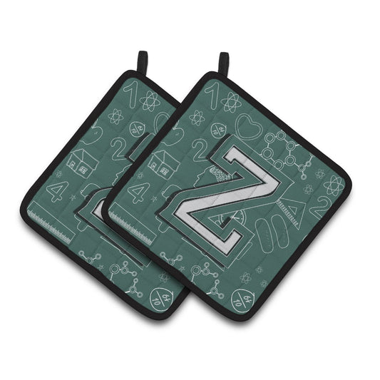 Carolines Treasures CJ2010-ZPTHD Letter Z Back to School Initial Pair of Pot Holders, 7.5HX7.5W, multicolor