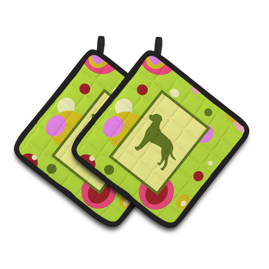 Carolines Treasures CK1023PTHD Curly Coated Retriever Pair of Pot Holders , 7.5HX7.5W, multicolor