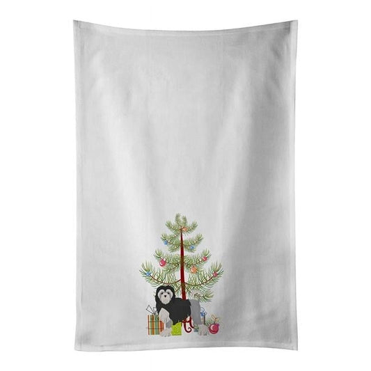 Carolines Treasures CK3470WTKT 28 x 19 in. Unisex Lowchen or Little Lion Dog Christmas Tree White Dish Towels Kitchen Towel - Set of 2