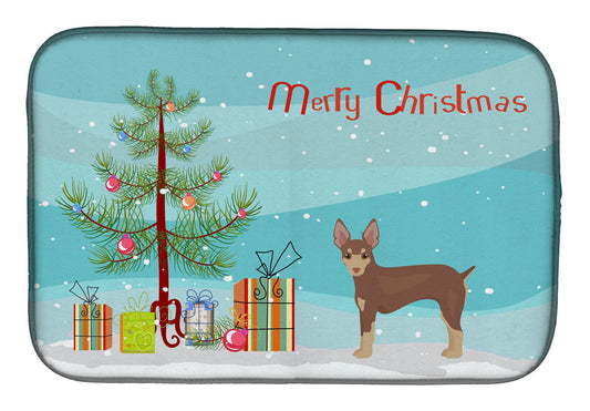 Miniature Fox Terrier Christmas Tree Dish Drying Mat