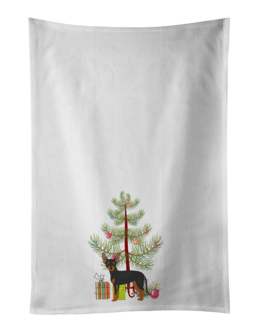 Prague Ratter Christmas Tree White Kitchen Towel Set of 2 19 in x 28 in