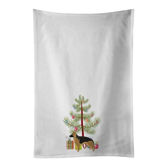 German Shepherd Christmas Tree White Kitchen Towel Set of 2 19 in x 28 in