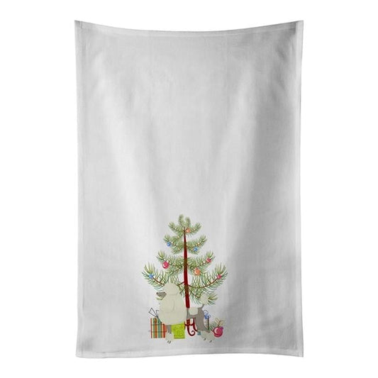 Carolines Treasures CK3556WTKT 28 x 19 in. Unisex Poodle Christmas Tree White Dish Towels Kitchen Towel - Set of 2