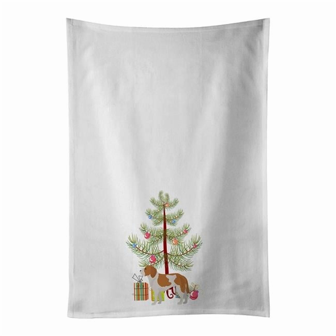 Carolines Treasures CK3802WTKT 28 x 19 in. Unisex Beaglier No.1 Christmas Tree White Dish Towels Kitchen Towel - Set of 2