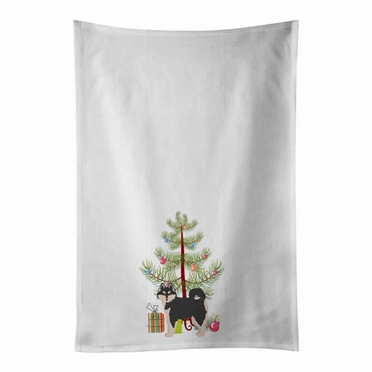 Carolines Treasures CK3861WTKT 28 x 19 in. Unisex Pomsky No.1 Christmas Tree White Dish Towels Kitchen Towel - Set of 2