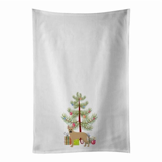 Carolines Treasures CK3870WTKT 28 x 19 in. Unisex Shepherd Pit Mix No.2 Christmas Tree White Dish Towels Kitchen Towel - Set of 2