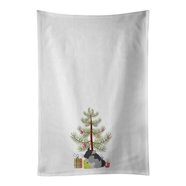 Carolines Treasures CK4432WTKT 28 x 19 in. Unisex Black Velvet Chinchilla Merry Christmas White Dish Towels Kitchen Towel - Set of 2