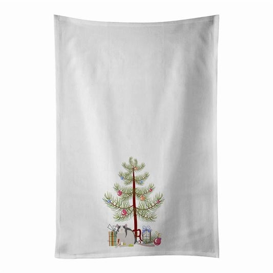 Carolines Treasures CK4473WTKT 28 x 19 in. Unisex Husky Rat Merry Christmas White Dish Towels Kitchen Towel - Set of 2