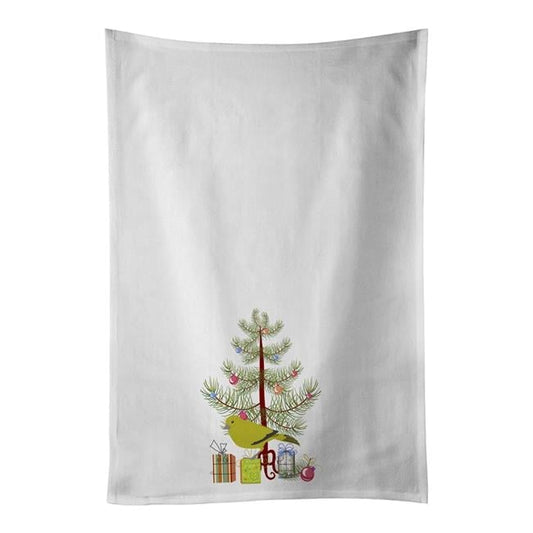 London Canary Merry Christmas White Kitchen Towel Set of 2 19 in x 28 in