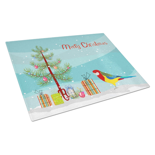 Carolines Treasures CK4503LCB Rosella Merry Christmas Glass Cutting Board Large, 12H x 16W, multicolor