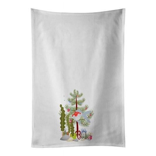 Carolines Treasures CK4518WTKT 28 x 19 in. Unisex Tamasaba Goldfish Merry Christmas White Dish Towels Kitchen Towel - Set of 2