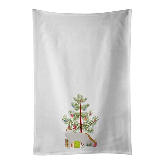 Carolines Treasures CK4560WTKT 28 x 19 in. Unisex Arabian Mau Cat Merry Christmas White Dish Towels Kitchen Towel - Set of 2