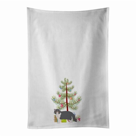 Carolines Treasures CK4621WTKT 28 x 19 in. Unisex Exotic Shorthair No.2 Cat Merry Christmas White Dish Towels Kitchen Towel - Set of 2