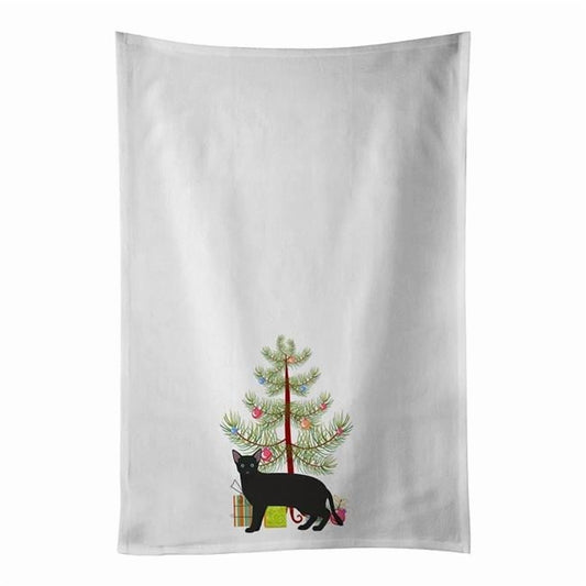 Carolines Treasures CK4697WTKT 28 x 19 in. Unisex Russian White Black No.1 Cat Merry Christmas White Dish Towels Kitchen Towel - Set of 2