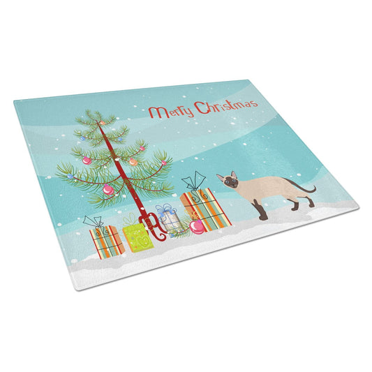 Carolines Treasures CK4729LCB Tonkinese Cat Merry Christmas Glass Cutting Board Large, 12H x 16W, multicolor