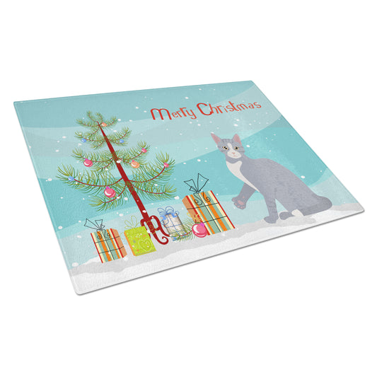 Carolines Treasures CK4743LCB Polydactyl 2 Cat Merry Christmas Glass Cutting Board Large, 12H x 16W, multicolor