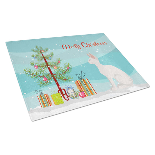 Carolines Treasures CK4802LCB Sphynx 3 Cat Merry Christmas Glass Cutting Board Large, 12H x 16W, multicolor