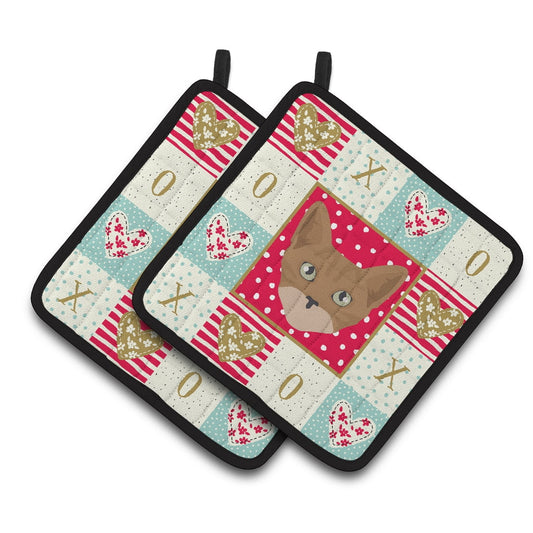 Carolines Treasures CK5086PTHD Australian Mist Cat Love Pair of Pot Holders, 7.5HX7.5W, multicolor