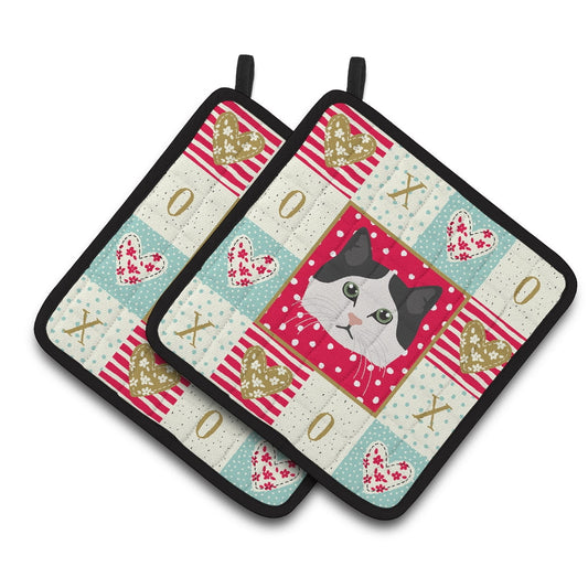 Carolines Treasures CK5152PTHD Ragamuffin Cat Love Pair of Pot Holders, 7.5HX7.5W, multicolor
