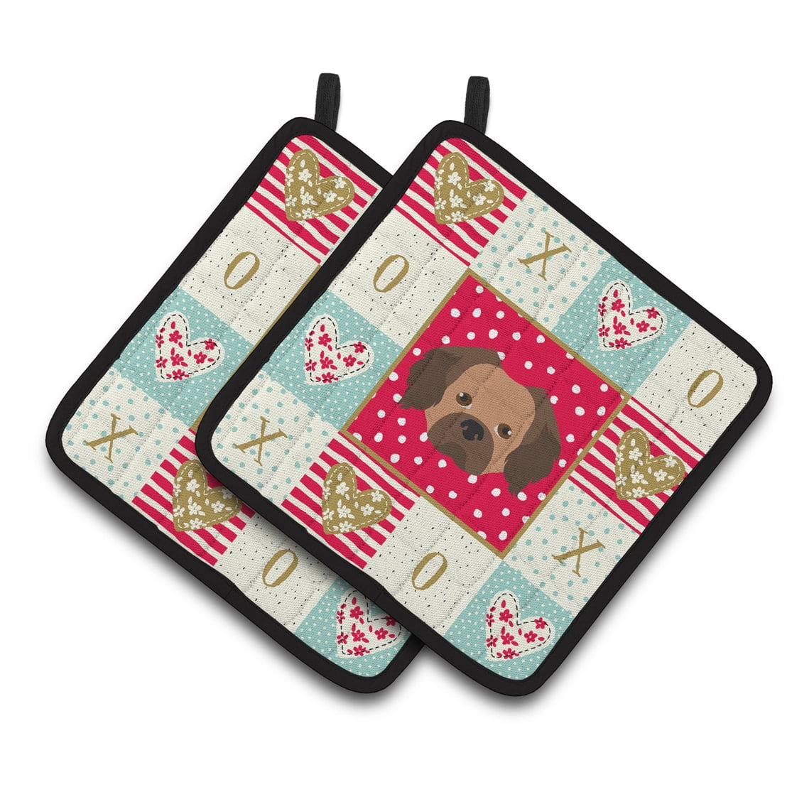 Tibetan Spaniel Love Pair of Pot Holders