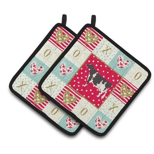 Carolines Treasures CK5249PTHD 7.5 x 7.5 in. Holstein Cow Love Pair of Pot Holders