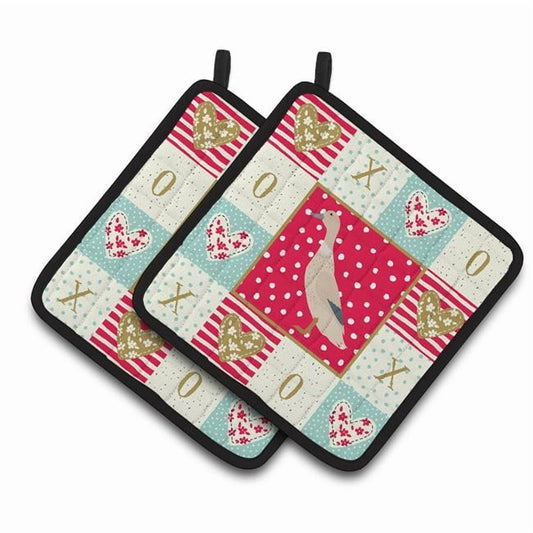Carolines Treasures CK5285PTHD West Harlequin Duck Love Pair of Pot Holders, 7.5HX7.5W, multicolor