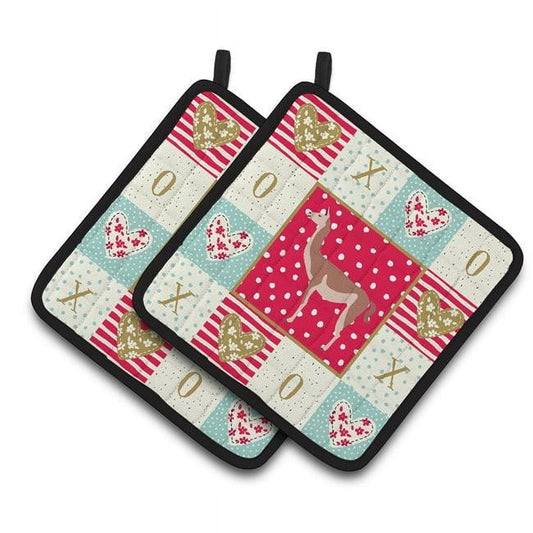 Carolines Treasures CK5348PTHD Guanaco Love Pair of Pot Holders, 7.5HX7.5W, multicolor