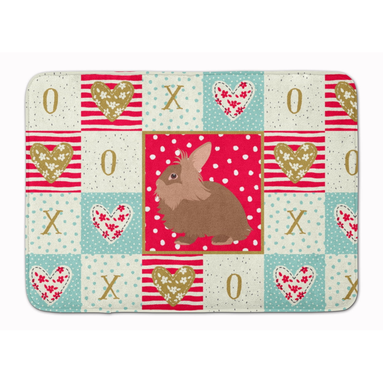 Carolines Treasures CK5387RUG Lionhead Rabbit Love Machine Washable Memory Foam Mat Red 19 X 27" multicolor