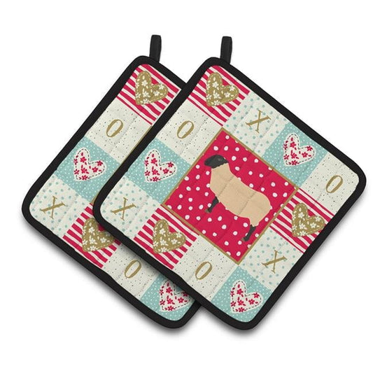 Carolines Treasures CK5399PTHD 7.5 x 7.5 in. Suffolk Sheep Love Pair of Pot Holders