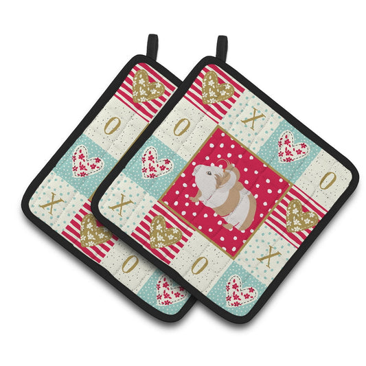 Carolines Treasures CK5434PTHD Silkie Guinea Pig Love Pair of Pot Holders, Red, 7.5HX7.5W, multicolor