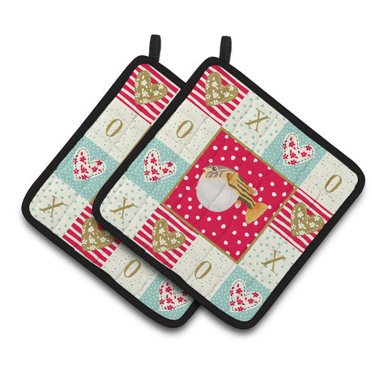 Carolines Treasures CK5496PTHD Puffer Fish Love Pair of Pot Holders, Red, 7.5HX7.5W, multicolor