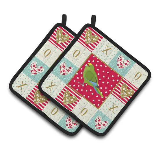 Carolines Treasures CK5524PTHD New Zealand Parakeet Love Pair of Pot Holders, Red, 7.5HX7.5W, multicolor