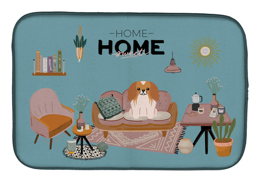 Red White Pekingese Sweet Home Dish Drying Mat