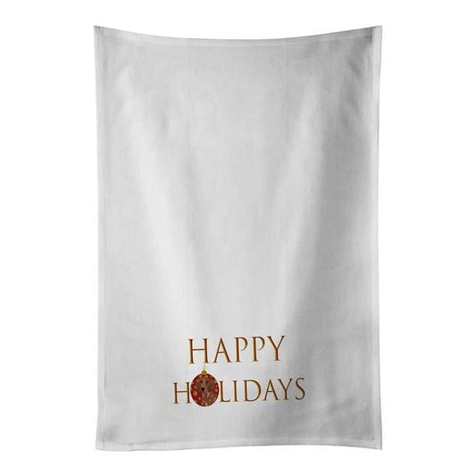 Carolines Treasures CK9184WTKT 28 x 19 in. Unisex Chihuahua Red No.2 Happy Holidays White Dish Towels Kitchen Towel - Set of 2