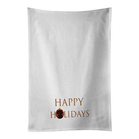 Carolines Treasures CK9267WTKT 28 x 19 in. Unisex Labrador Retriever Chocolate No.1 Happy Holidays White Dish Towels Kitchen Towel - Set of 2