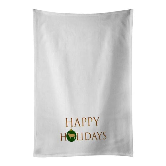 Carolines Treasures CK9534WTKT 28 x 19 in. Unisex Sheep-Horned Dorset Sheep Happy Holidays White Dish Towels Kitchen Towel - Set of 2