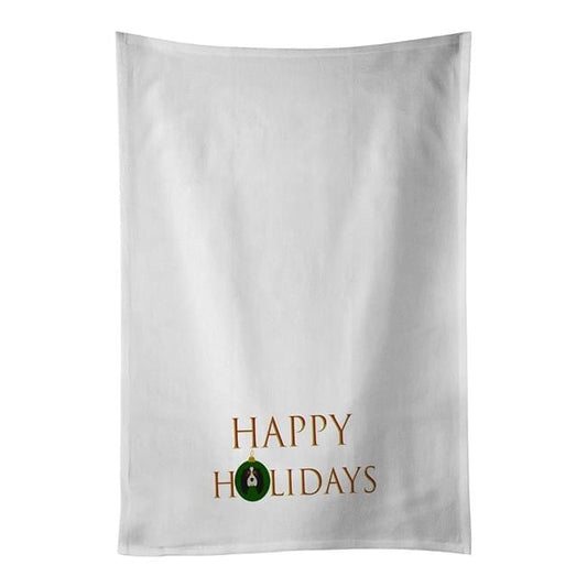 Carolines Treasures CK9555WTKT 28 x 19 in. Unisex Cavalier King Charles Spaniel-Dog Face Happy Holidays Christmas White Dish Towels Kitchen Towel - Set of 2