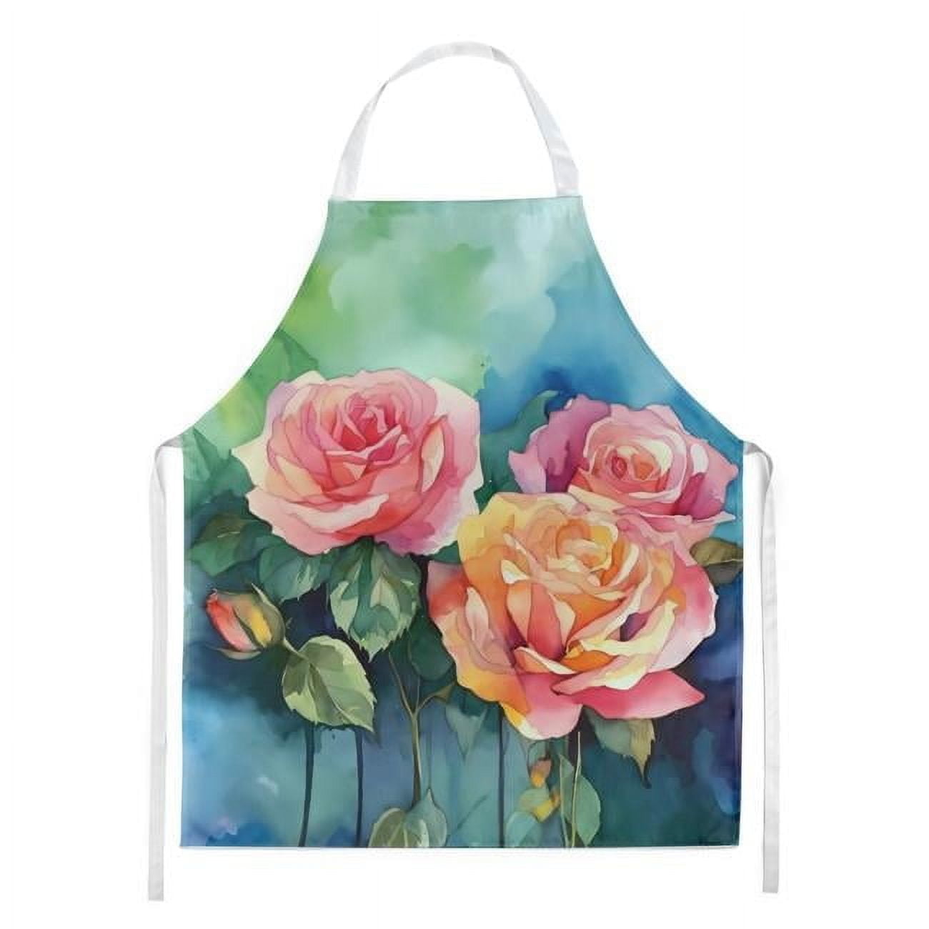 Carolines Treasures DAC1692APRON 30 x 27 in. York Roses in Watercolor Apron