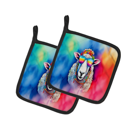 Carolines Treasures DAC4043PTHD 7.5 x 7.5 in. Unisex Hippie Animal Sheep Pair of Pot Holders