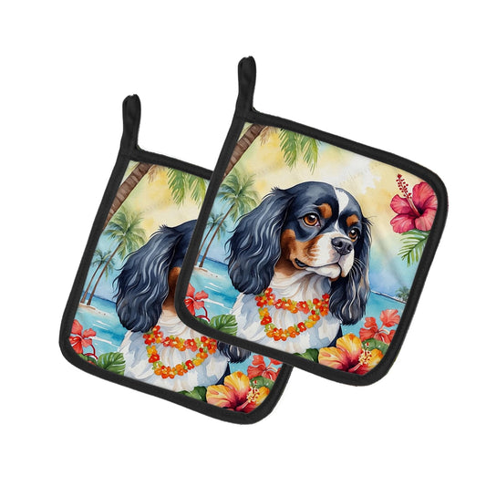 Carolines Treasures DAC6400PTHD 7.5 x 7.5 in. Unisex Cavalier Spaniel Luau Pair of Pot Holder