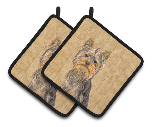 Carolines Treasures KJ1227PTHD Yorkie Pair of Pot Holders , 7.5HX7.5W, multicolor