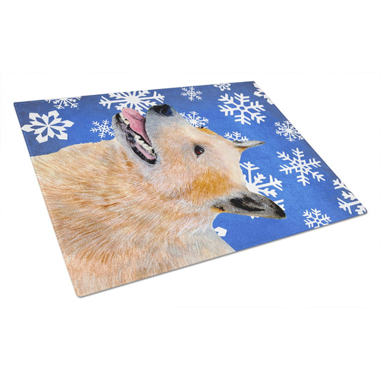 Carolines Treasures LH9272LCB Australian Cattle Dog Winter Snowflakes Holiday Glass Cutting Board Large, 12H x 16W,